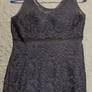 Dark blue lace and sheer maxi dress